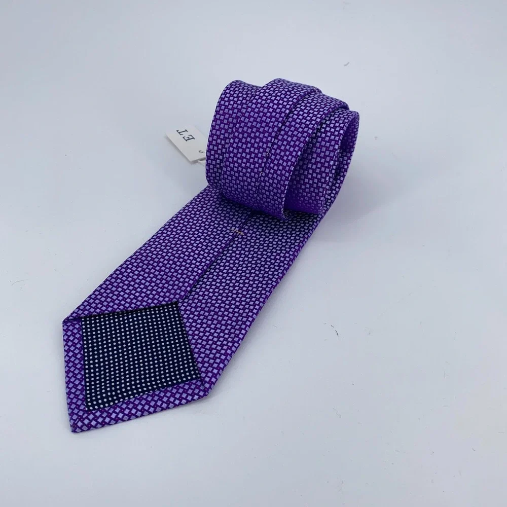 Eton Tie Mens One Size Purple Gray Patterned Silk‎ Luxury Necktie England Made